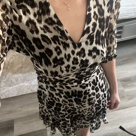 Diane Von Furstenberg leopard print v- neck silk dress - Picture 8 of 15